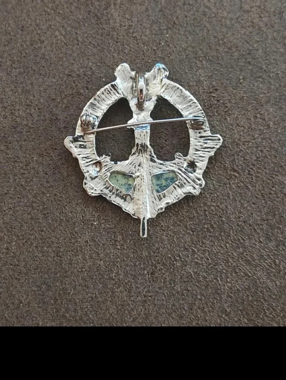 1970s Celtic Revival Connemara Style Silver Tone Brooch & Pendant.
